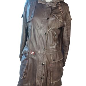 Danier Leather car coat W fur hood XS